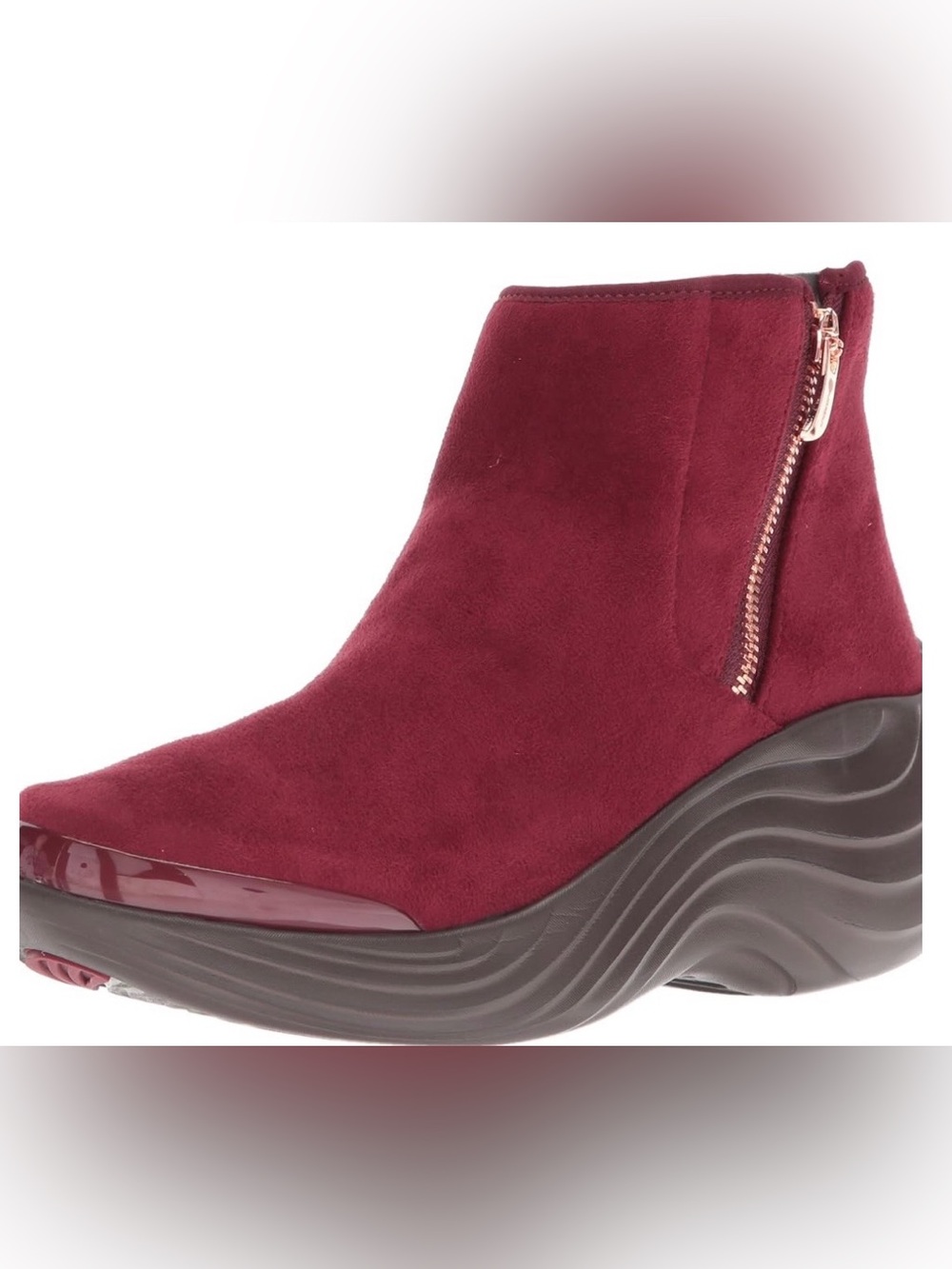 Bzees Burgundy Ankle Booties with Golden Side Zip